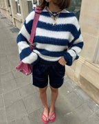 Oversized Sweater Chunky Knit Striped