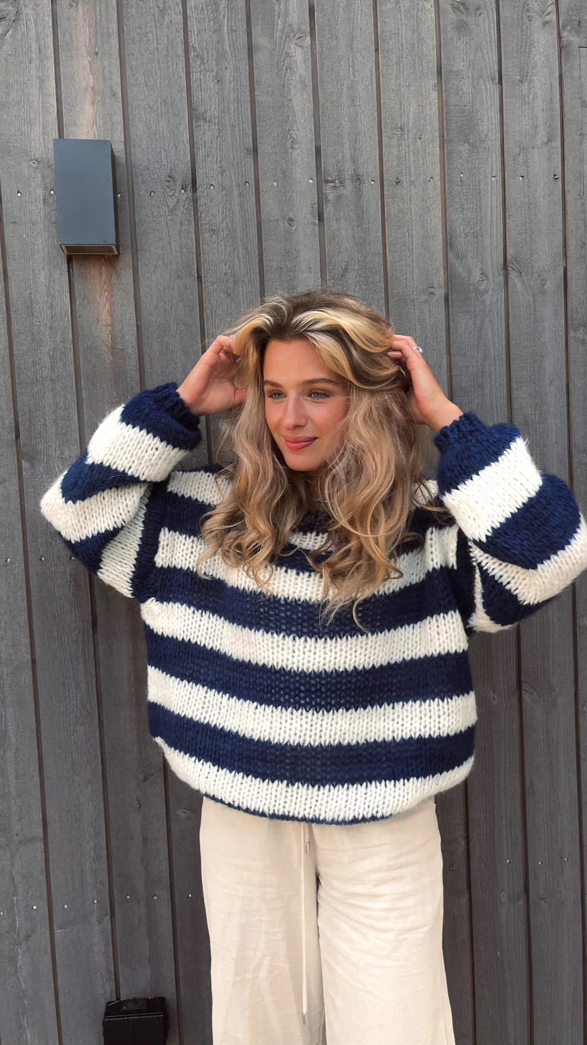Oversized Sweater Chunky Knit Striped