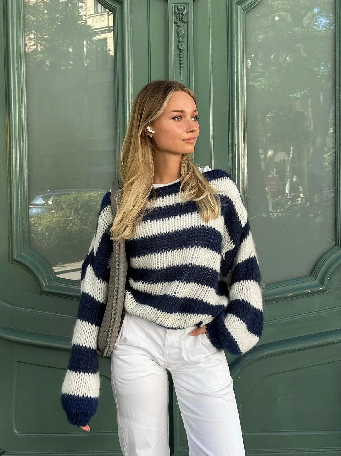 Oversized Sweater Chunky Knit Striped