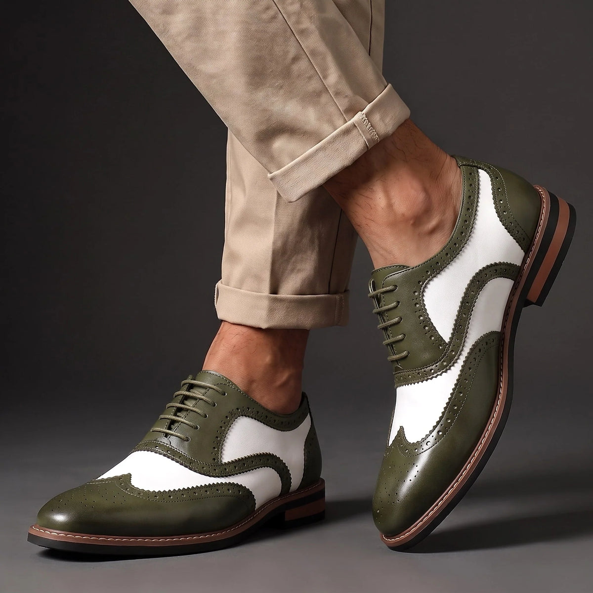 Oxford Shoes Two-Tone Brogue Wingtip