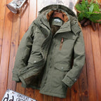 Padded Fleece Jacket Hooded Wind-Resistant Multiple Pockets