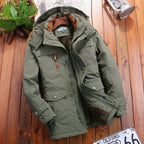 Padded Fleece Jacket Hooded Wind-Resistant Multiple Pockets