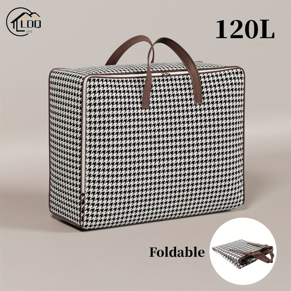 Padded & Foldable Houndstooth Storage Suitcase (Multiple Sizes)