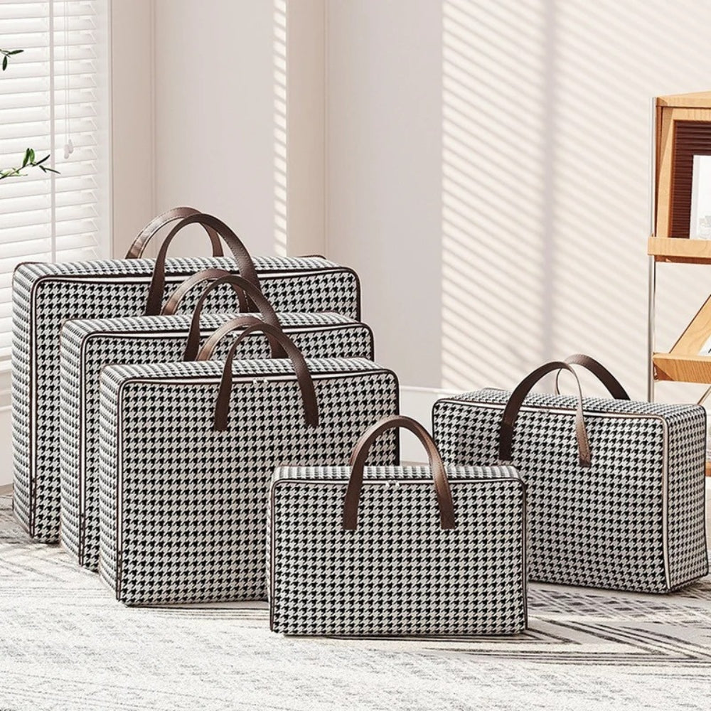 Padded & Foldable Houndstooth Storage Suitcase (Multiple Sizes)