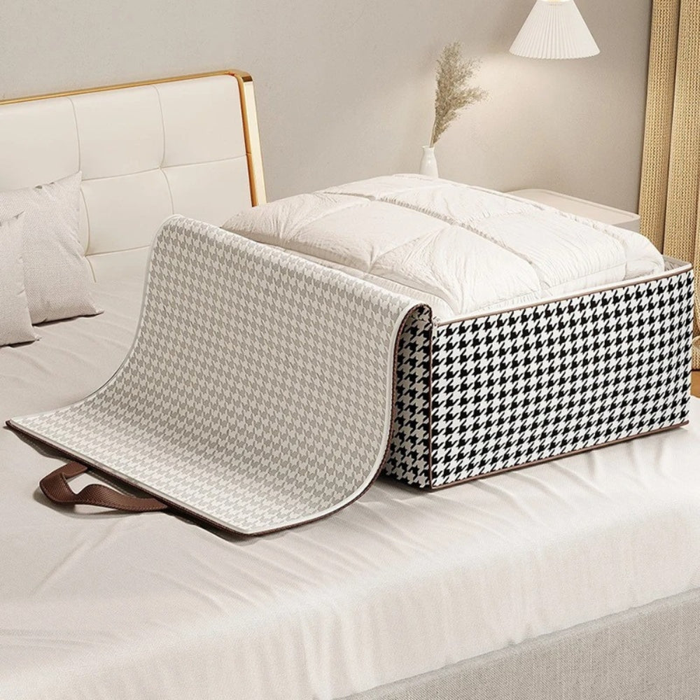 Padded & Foldable Houndstooth Storage Suitcase (Multiple Sizes)