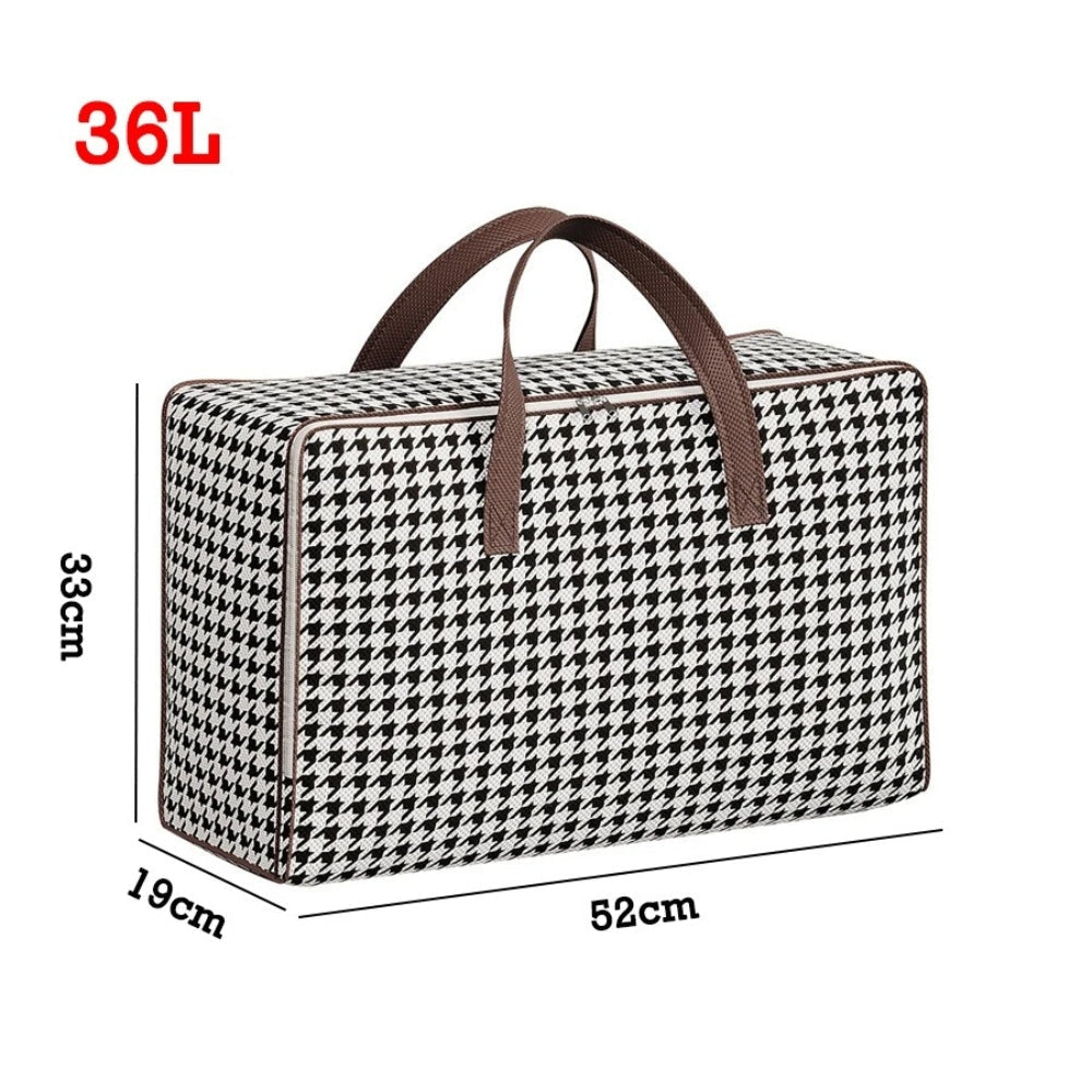 Padded & Foldable Houndstooth Storage Suitcase (Multiple Sizes)