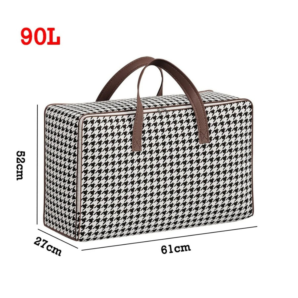 Padded & Foldable Houndstooth Storage Suitcase (Multiple Sizes)