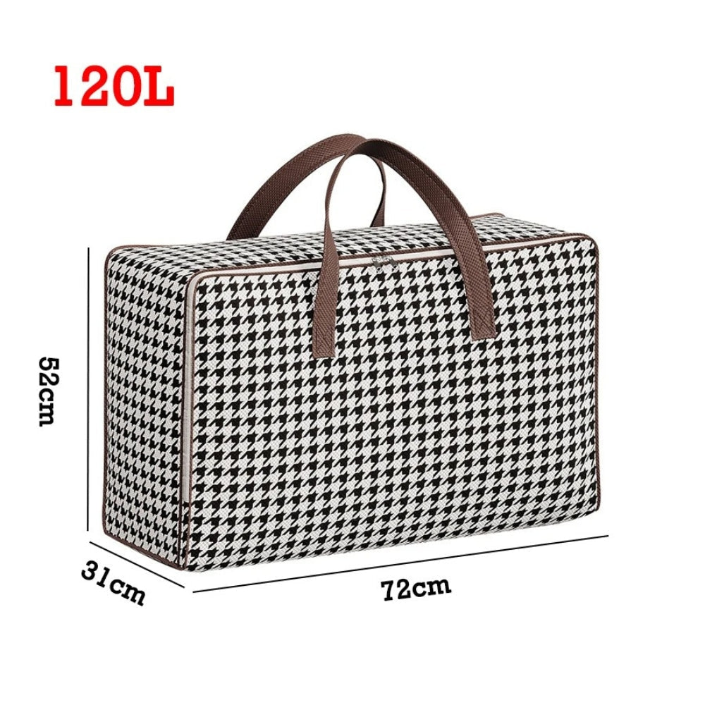 Padded & Foldable Houndstooth Storage Suitcase (Multiple Sizes)
