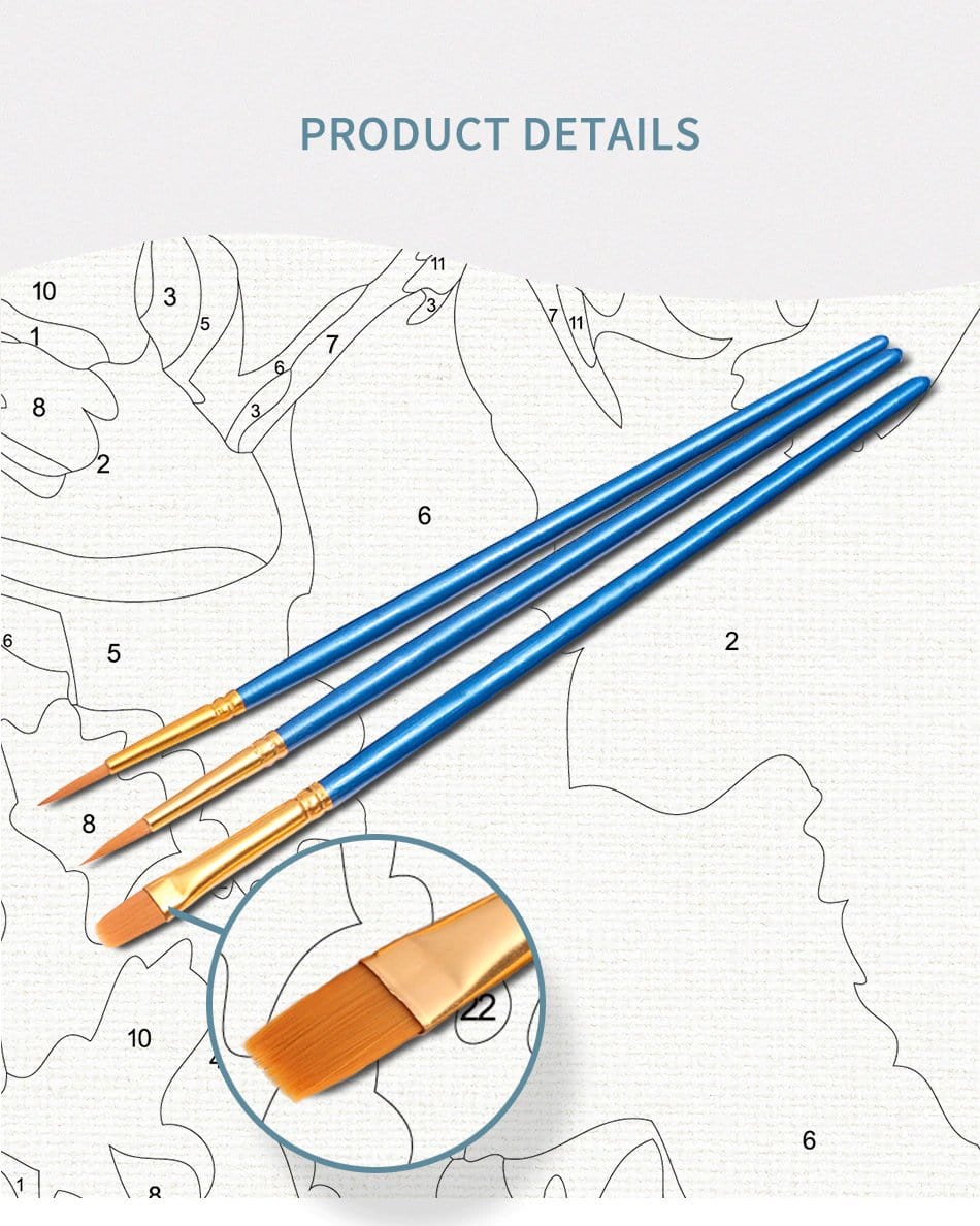 Paint-by-Number Kit Pre-Printed Canvas Acrylic Paints & Brushes