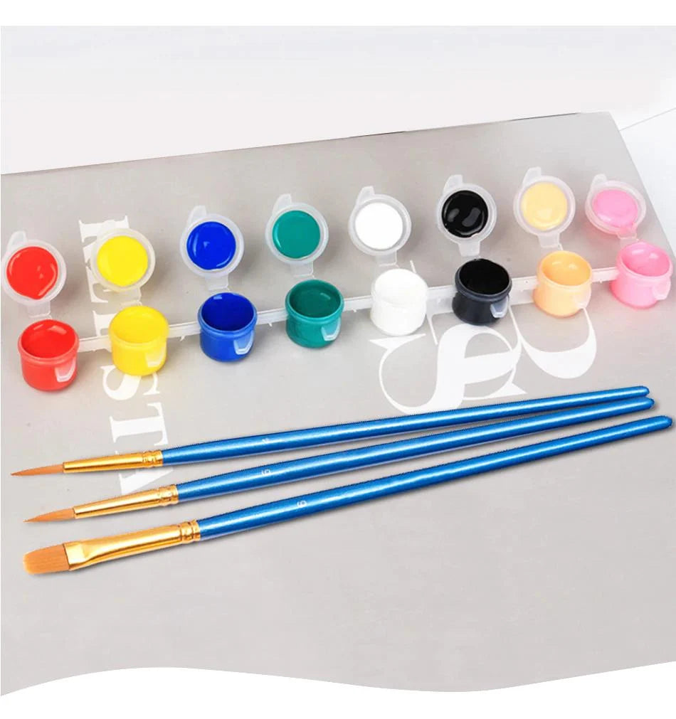 Paint-by-Number Kit Pre-Printed Canvas Acrylic Paints & Brushes