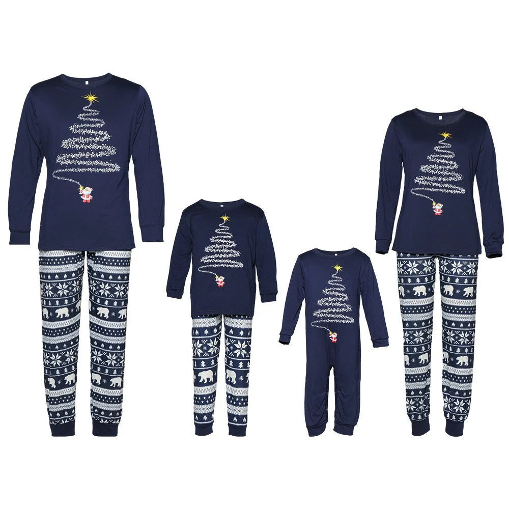 Pajama Set Family Matching Reindeer & Snowflake Print