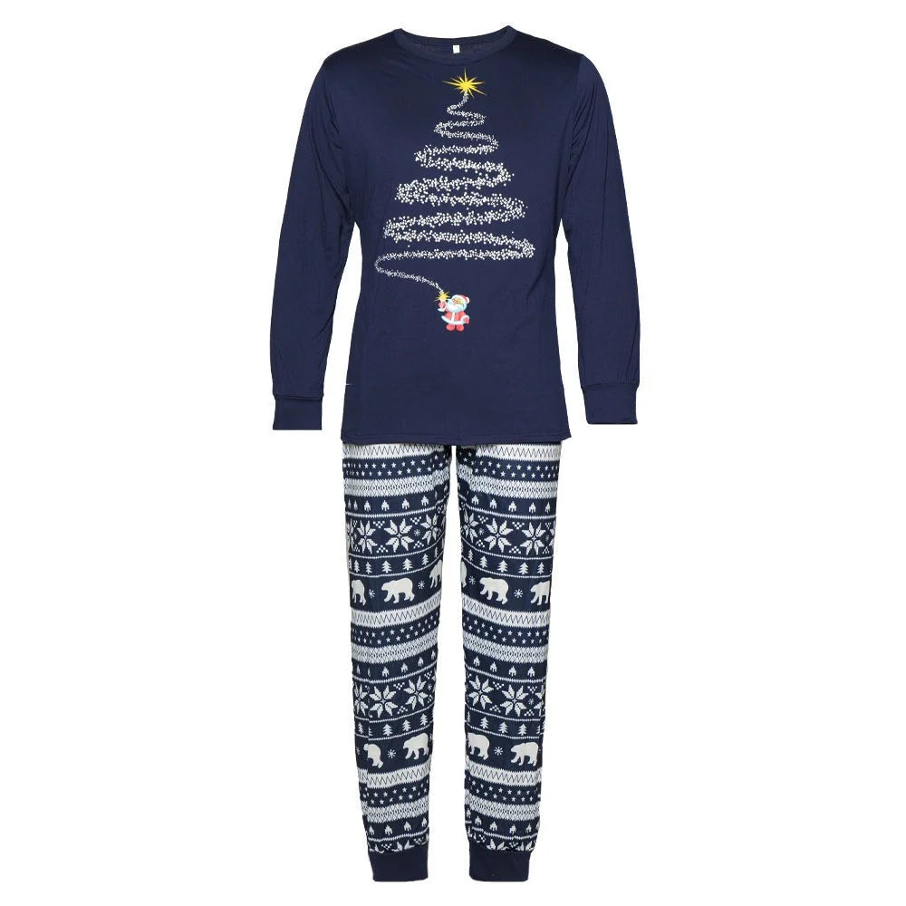 Pajama Set Family Matching Reindeer & Snowflake Print