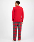 Pajama Set Plaid Cotton Flannel Pockets & Drawstring Waist