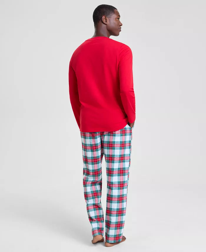 Pajama Set Plaid Flannel Cotton Blend