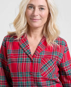 Pajama Set Plaid Flannel Cotton Button Front & Drawstring Waist