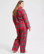Pajama Set Plaid Woven Flannel Button-Front & Elastic Waist