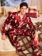 Pajama Set Satin Button-Front Loose Fit