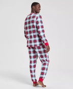 Pajama Set Woven Cotton Flannel Drawstring Waist Side Pockets