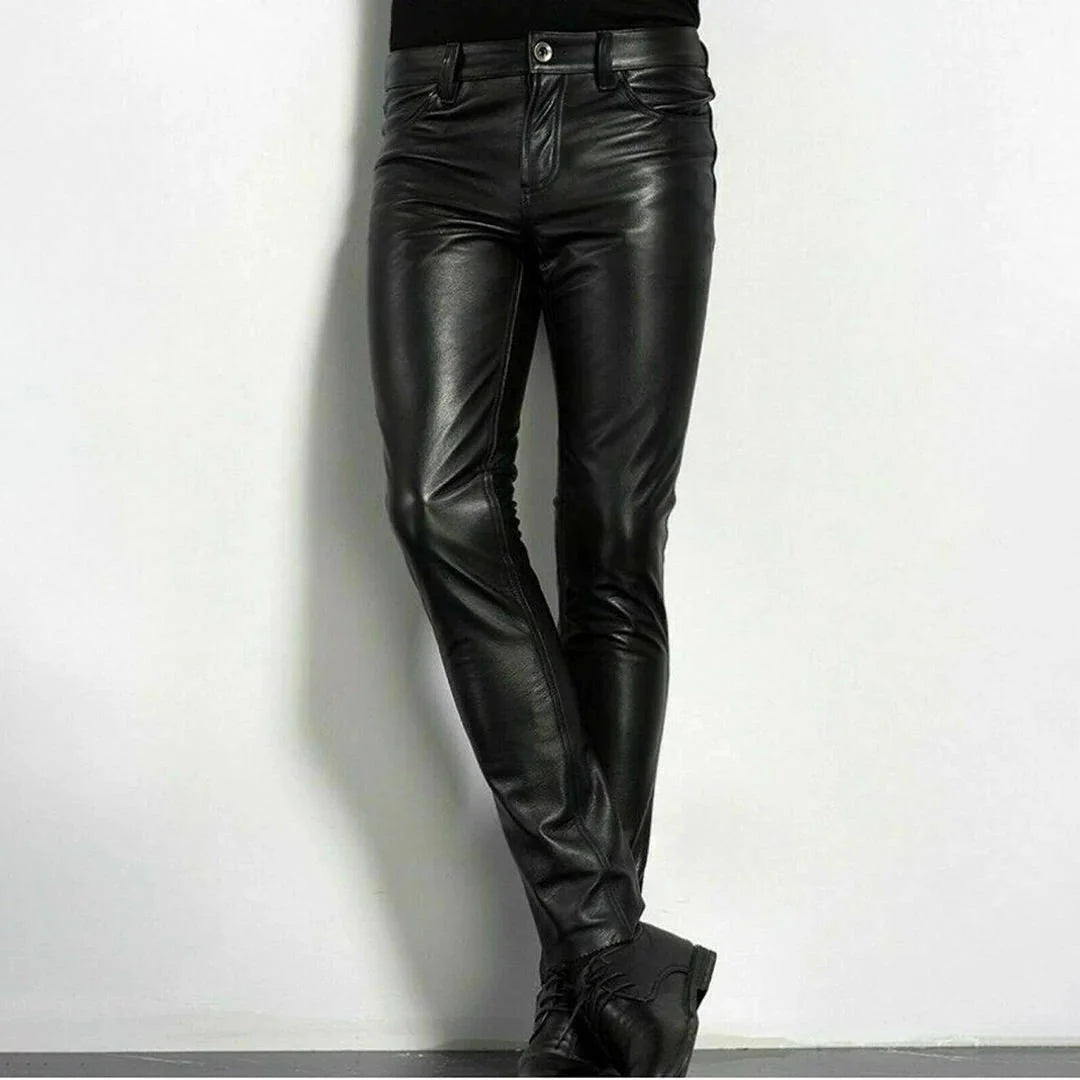Pants Faux Leather Slim Fit Stretch