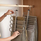Pants Hanger Vertical Space-Saving Stainless Steel & Rotating Hook