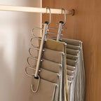 Pants Hanger Vertical Space-Saving Stainless Steel & Rotating Hook