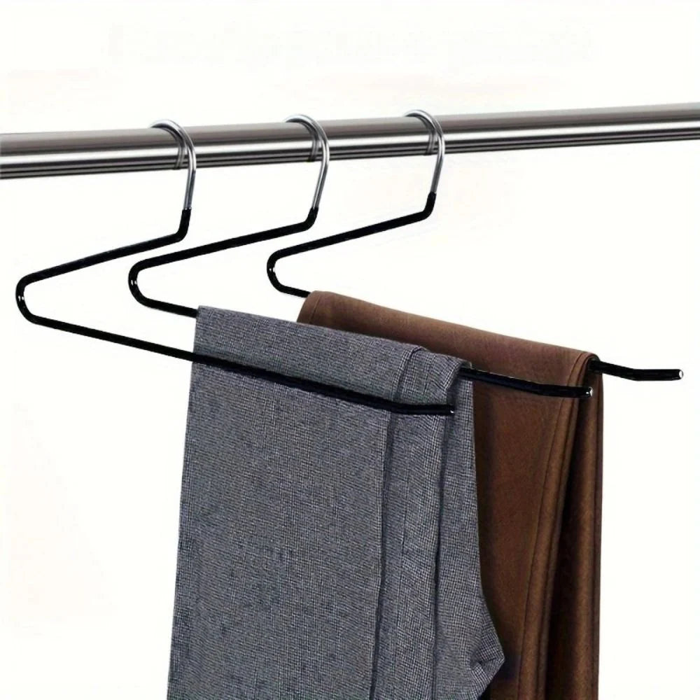Pants Hangers Z-Shaped Space-Saving Stainless Steel Set of 10