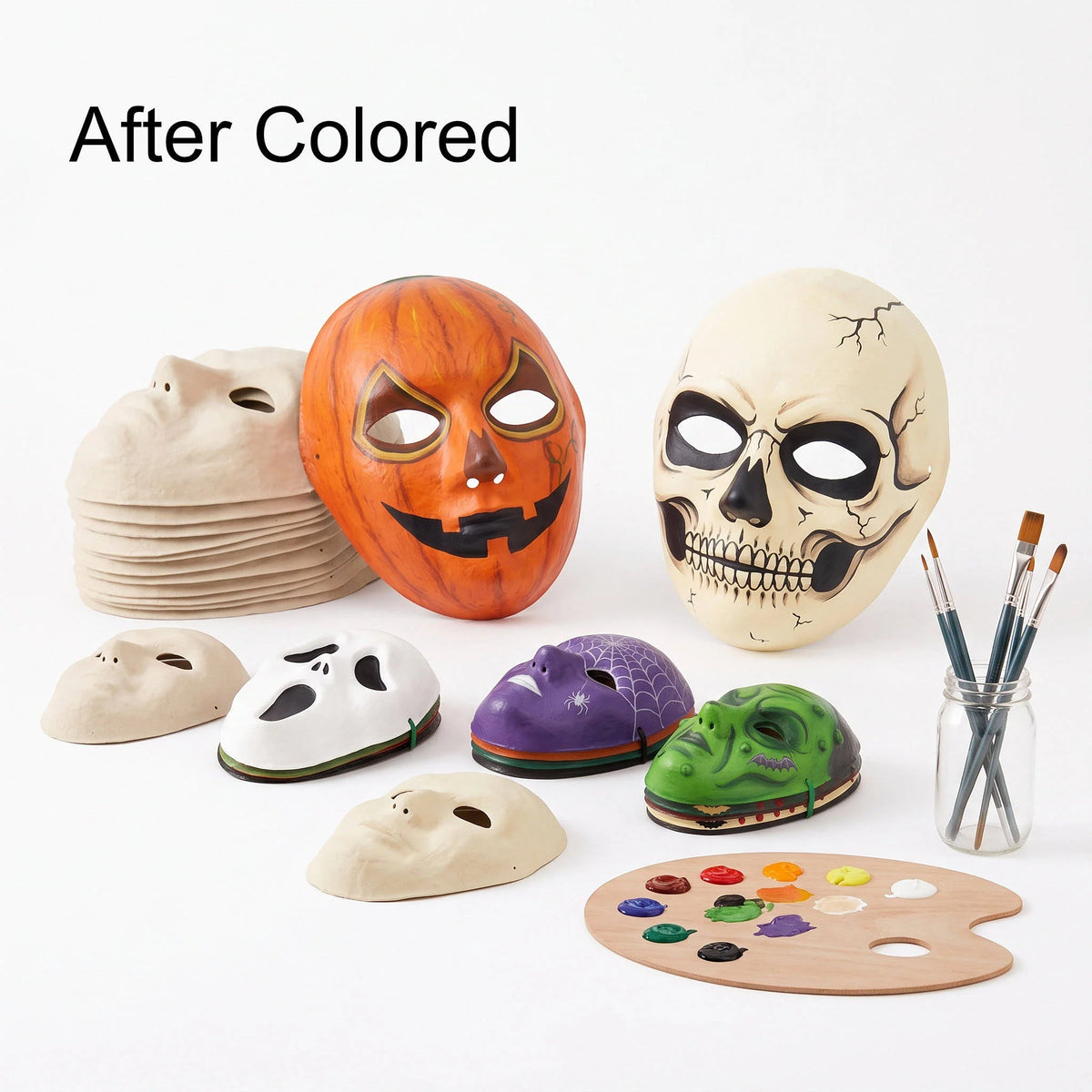 Paper Mache Masks Blank Paintable Set of 14 Biodegradable