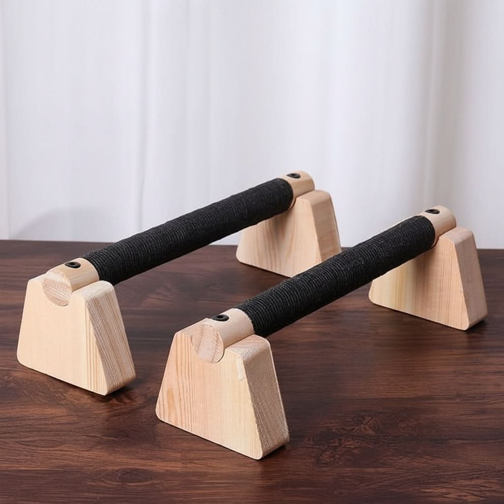 Parallel Push-Up Bars Wooden Ergonomic Grip Supports 400 kg