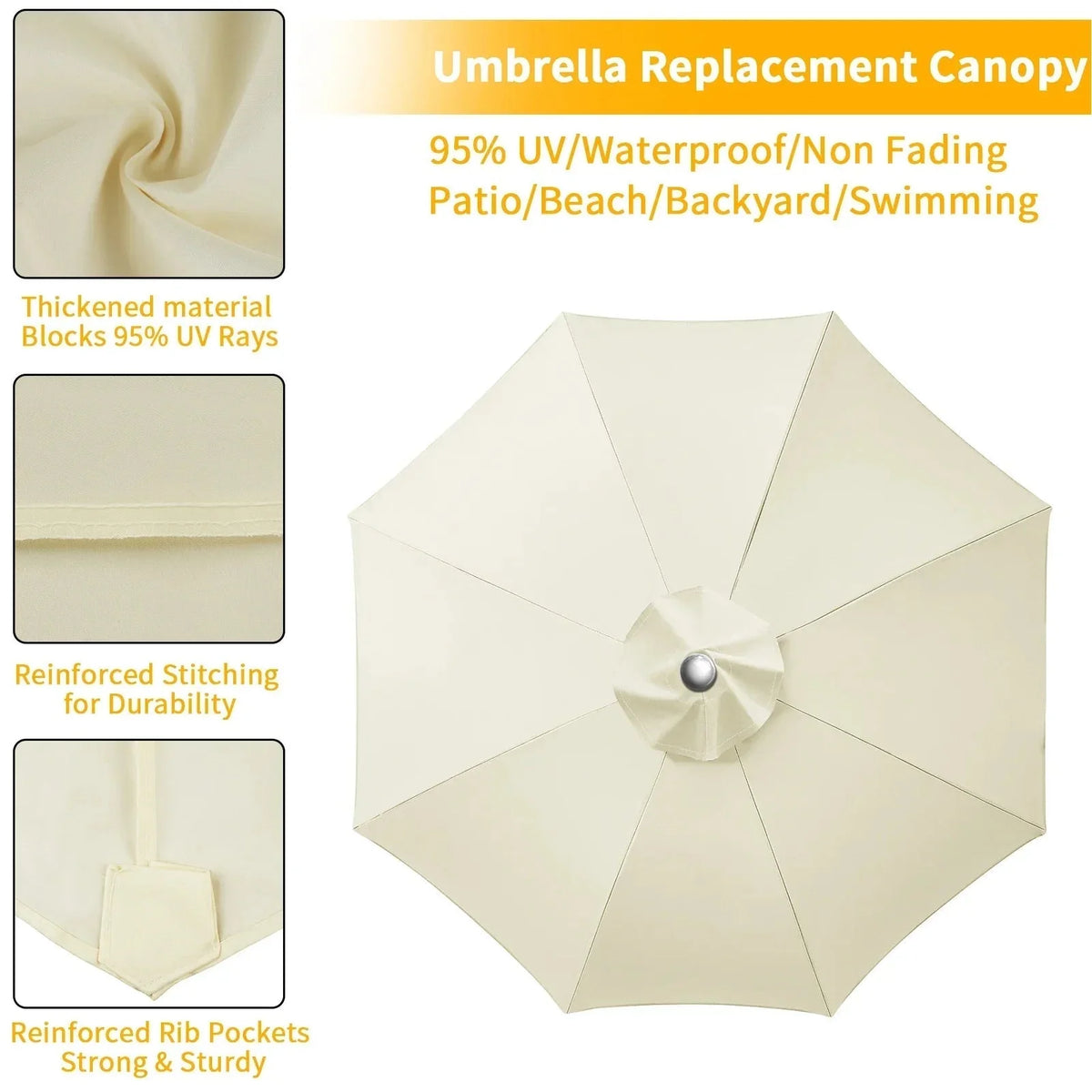 Parasol Replacement Cover Water-Repellent & Ventilated