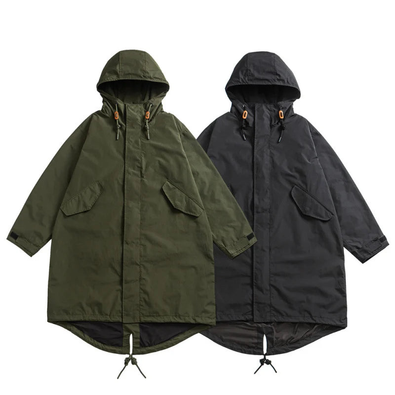 Parka Oversized Windproof Water-Repellent Hooded Fishtail Hem