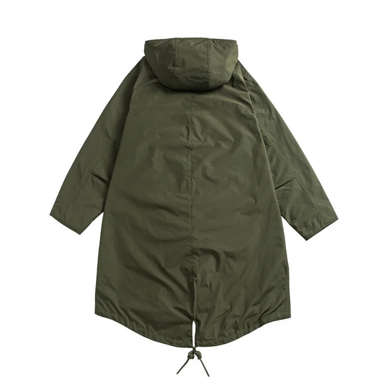 Parka Oversized Windproof Water-Repellent Hooded Fishtail Hem