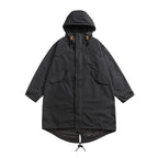 Parka Oversized Windproof Water-Repellent Hooded Fishtail Hem