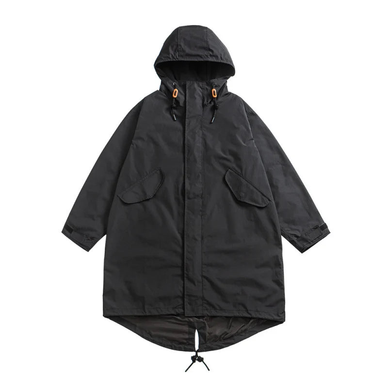 Parka Oversized Windproof Water-Repellent Hooded Fishtail Hem
