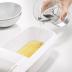 Pasta Cooker Microwave-Safe Strainer Lid & Cool-Grip Handles