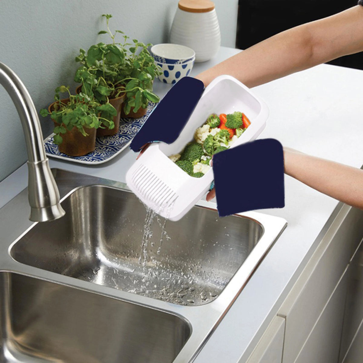 Pasta Cooker Microwave-Safe Strainer Lid & Cool-Grip Handles