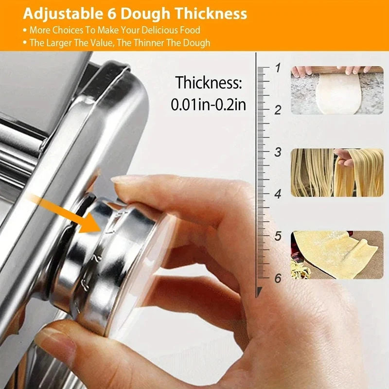 Pasta Maker Hand Crank 7 Thickness Settings Dual-Width Cutter