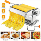 Pasta Maker Hand Crank 7 Thickness Settings Dual-Width Cutter