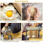Pasta Maker Hand Crank 7 Thickness Settings Dual-Width Cutter