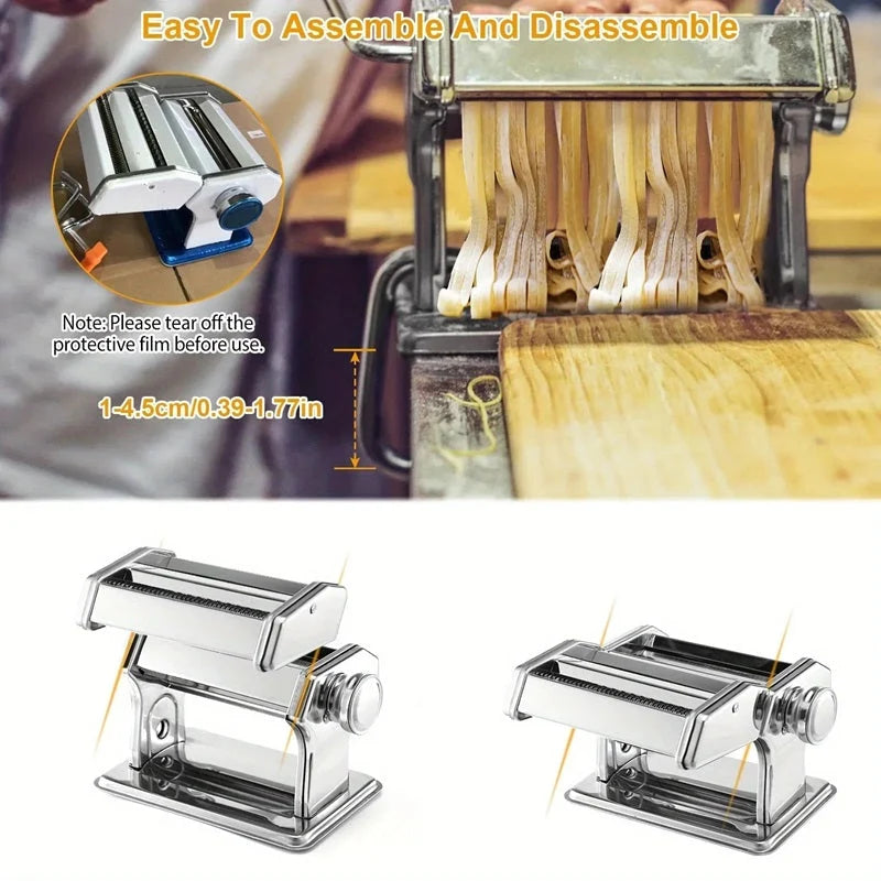 Pasta Maker Hand Crank 7 Thickness Settings Dual-Width Cutter