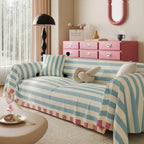 Pastel Striped Microfiber Machine-Washable Sofa Cover