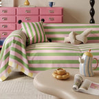 Pastel Striped Microfiber Machine-Washable Sofa Cover