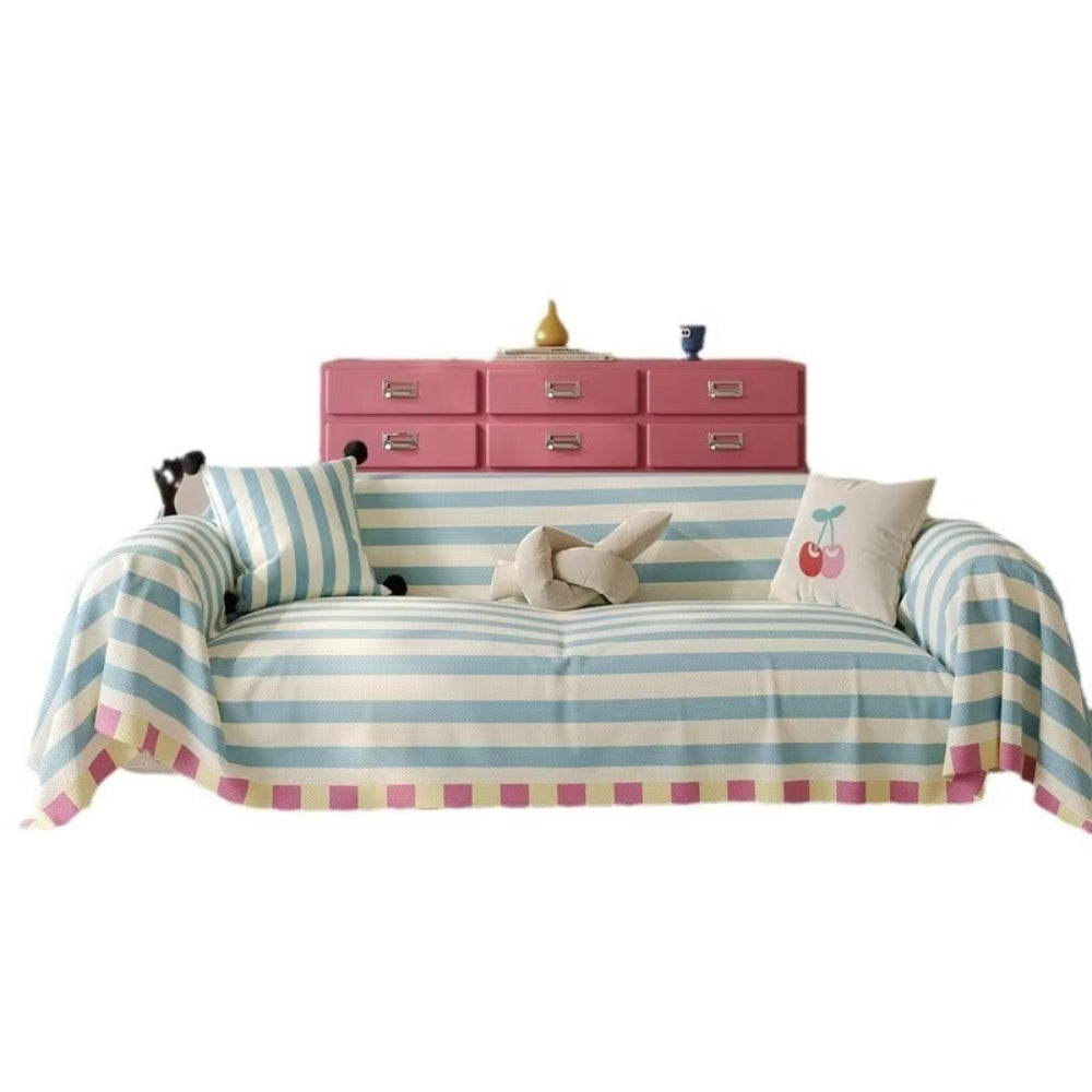 Pastel Striped Microfiber Machine-Washable Sofa Cover