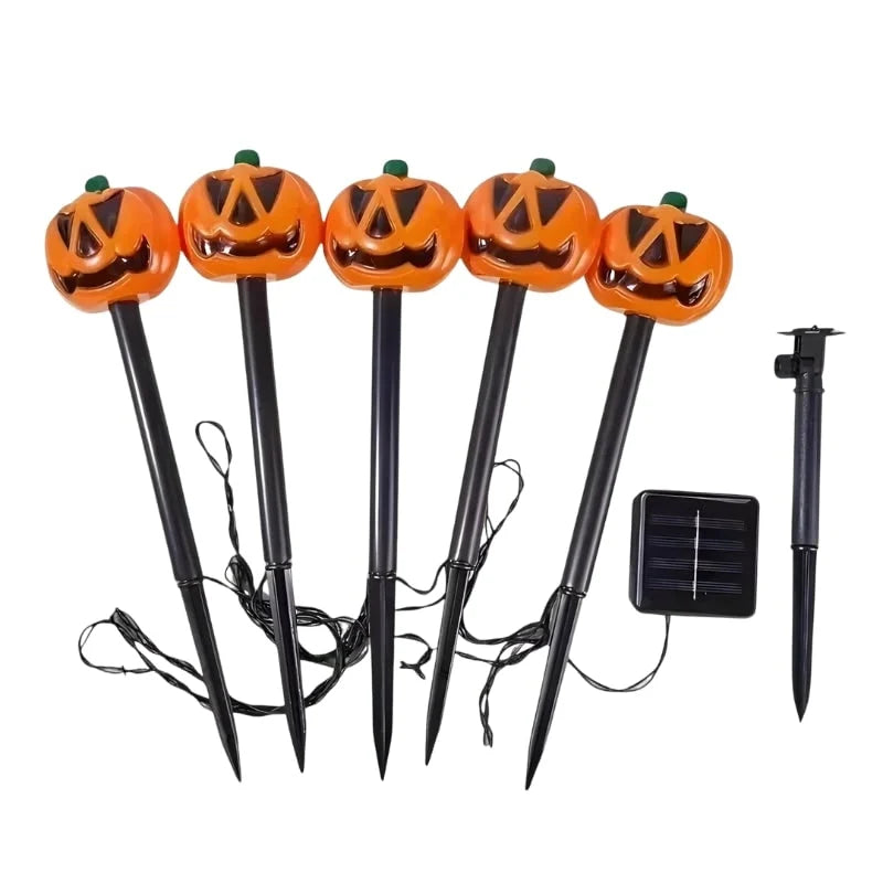 Pathway Lights Solar Jack-O-Lantern Weather-Resistant Set of 5