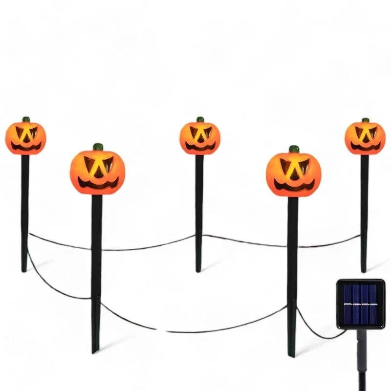 Pathway Lights Solar Jack-O-Lantern Weather-Resistant Set of 5