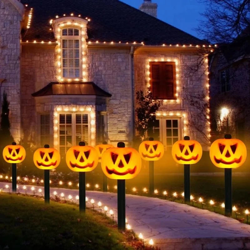 Pathway Lights Solar Jack-O-Lantern Weather-Resistant Set of 5
