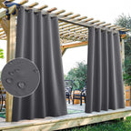 Patio Curtain Panel Waterproof Blackout Grommet Top