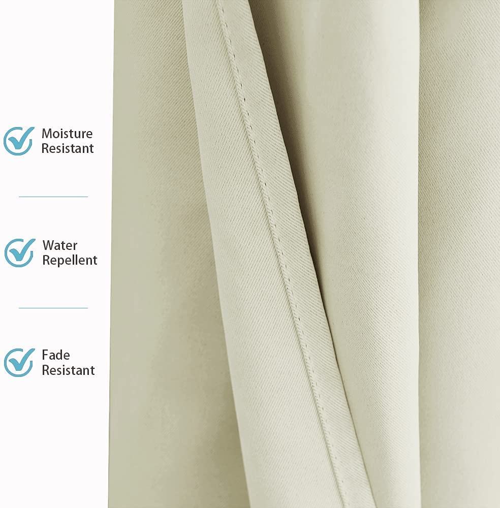 Patio Curtain Waterproof Blackout Rust-Free Grommets