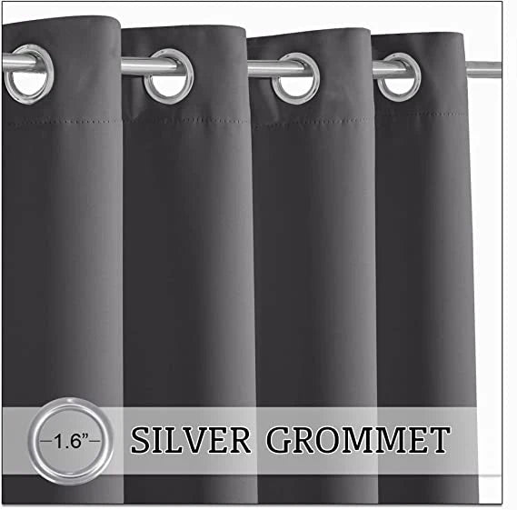 Patio Curtain Waterproof Blackout Rust-Free Grommets