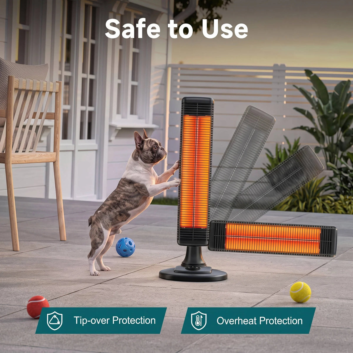 Patio Heater Infrared Carbon Fiber Adjustable Waterproof