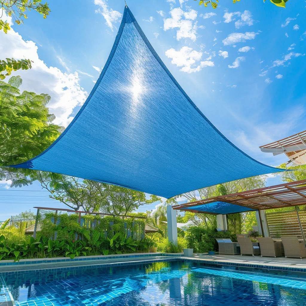 Patio Shade Sail UV-Resistant Breathable Fabric Reinforced Edges & Ropes